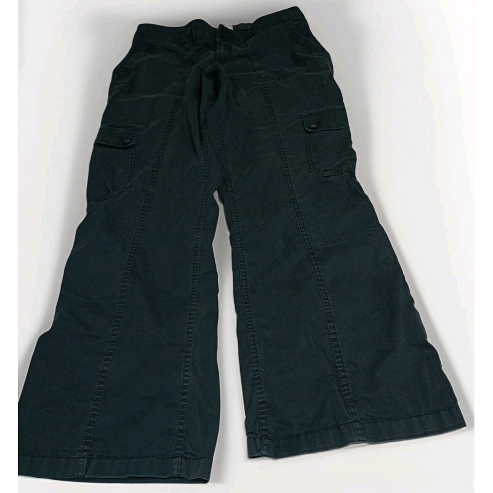 Hollister Cargo Pants W32 Long Black Mid Rise Relaxed Boot Utility Y2K